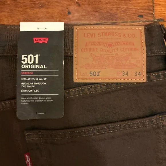 Men’s Levi’s 501 Straight-Leg Brown faded Jeans size 34/34 - Picture 11 of 12